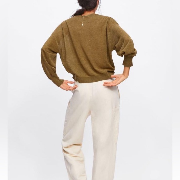 ZARA Drop-shouldered Puff-sleeved Cardigan🐪 - Picture 2 of 8